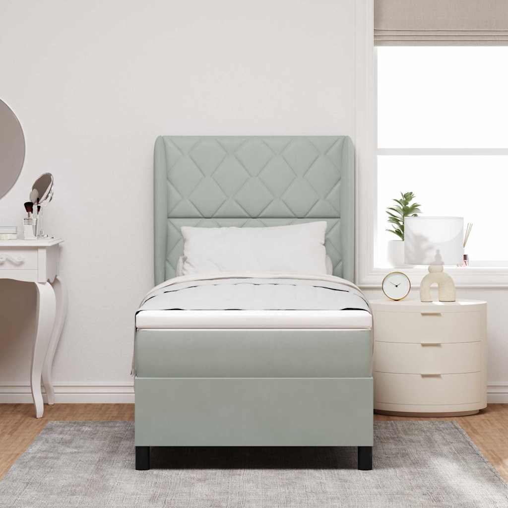 Boxspringbett mit Kopfteil Hellgrau 200 x 100 cm Samt