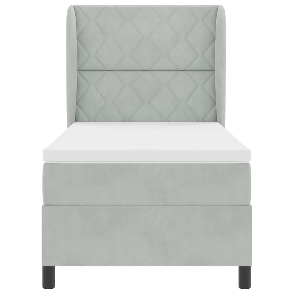 Boxspringbett mit Kopfteil Hellgrau 200 x 100 cm Samt