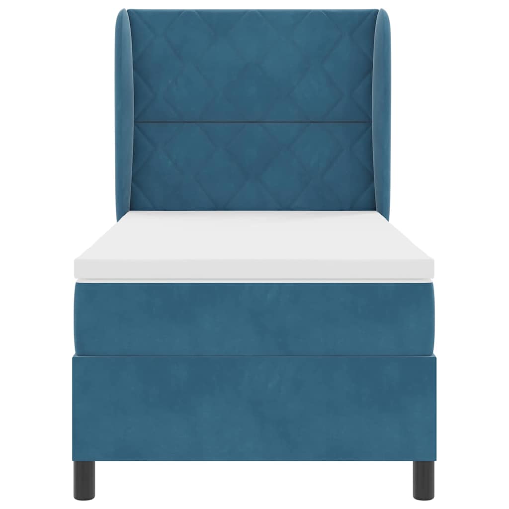 Boxspringbett mit Kopfteil Dunkelblau 200 x 100 cm Samt