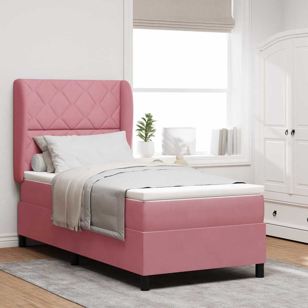 Boxspringbett mit Kopfteil Rosa 200 x 100 cm Samt