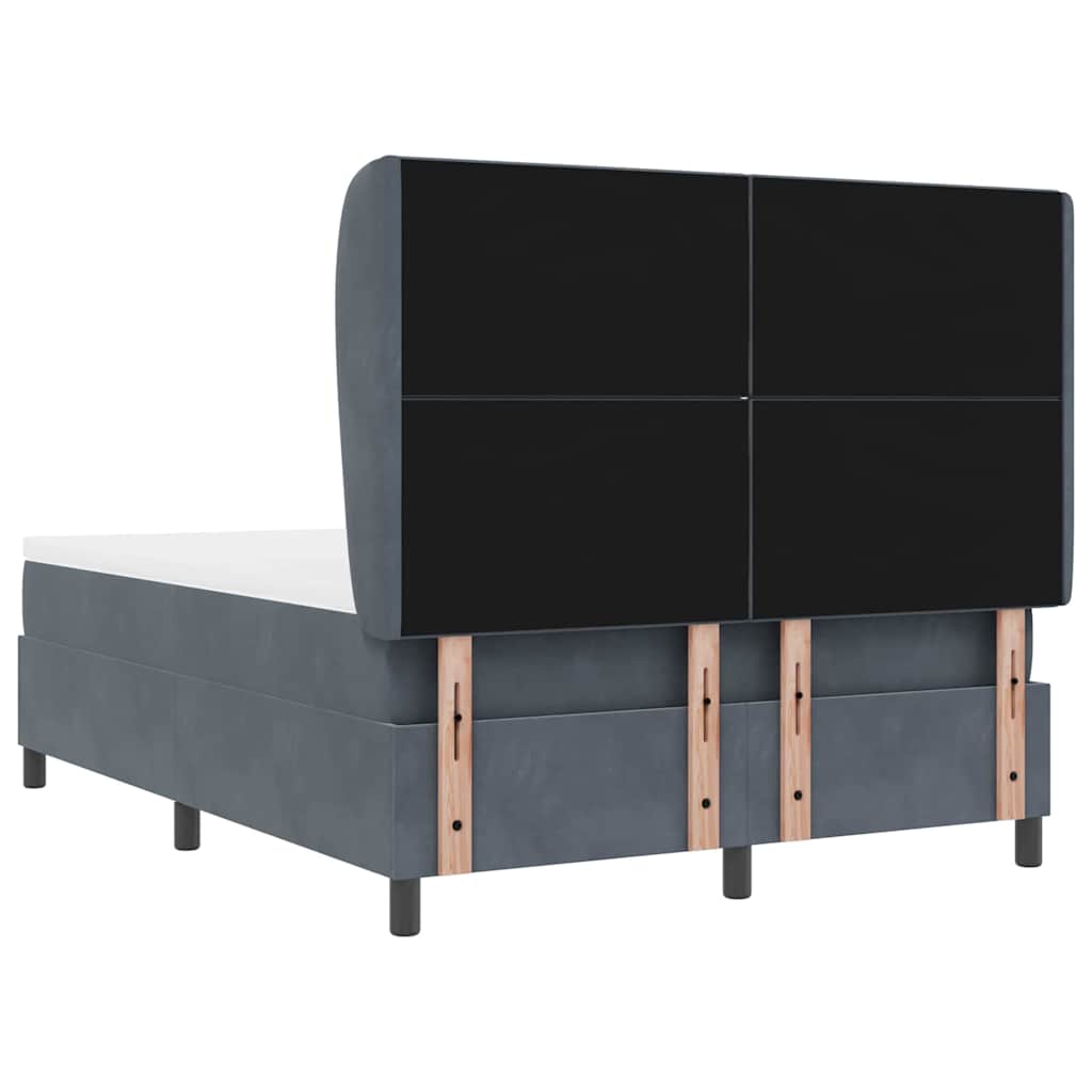 Boxspringbett mit Kopfteil Dunkelgrau 200 x 140 cm Samt