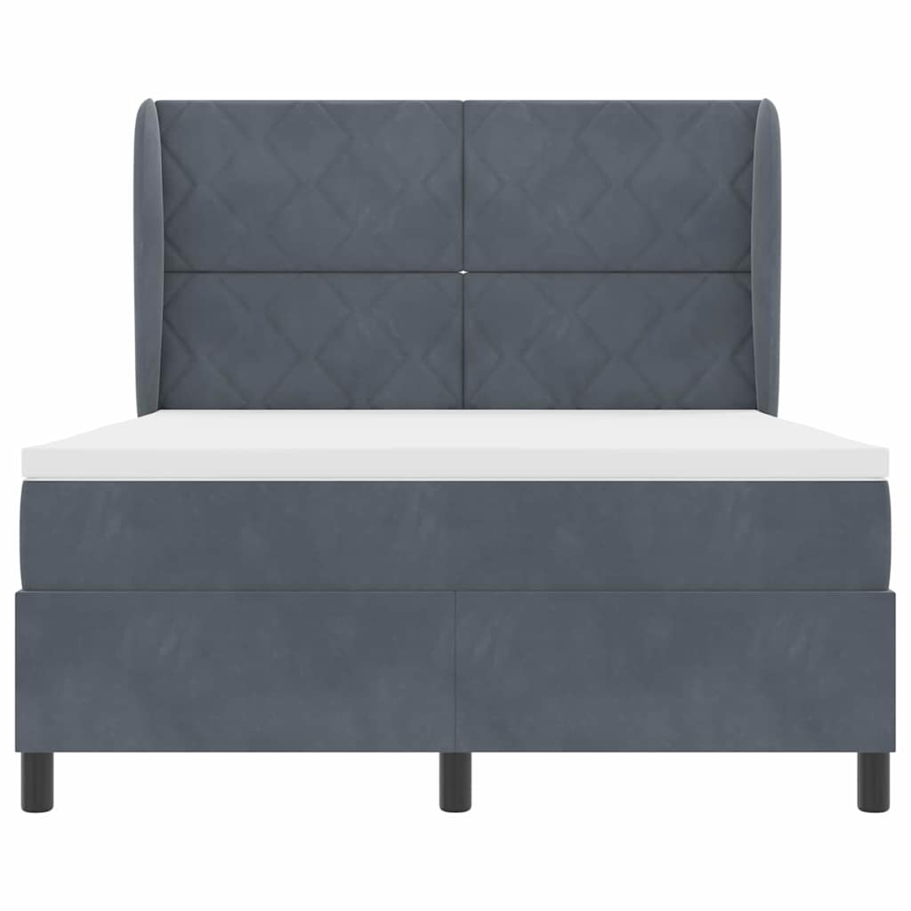 Boxspringbett mit Kopfteil Dunkelgrau 200 x 140 cm Samt