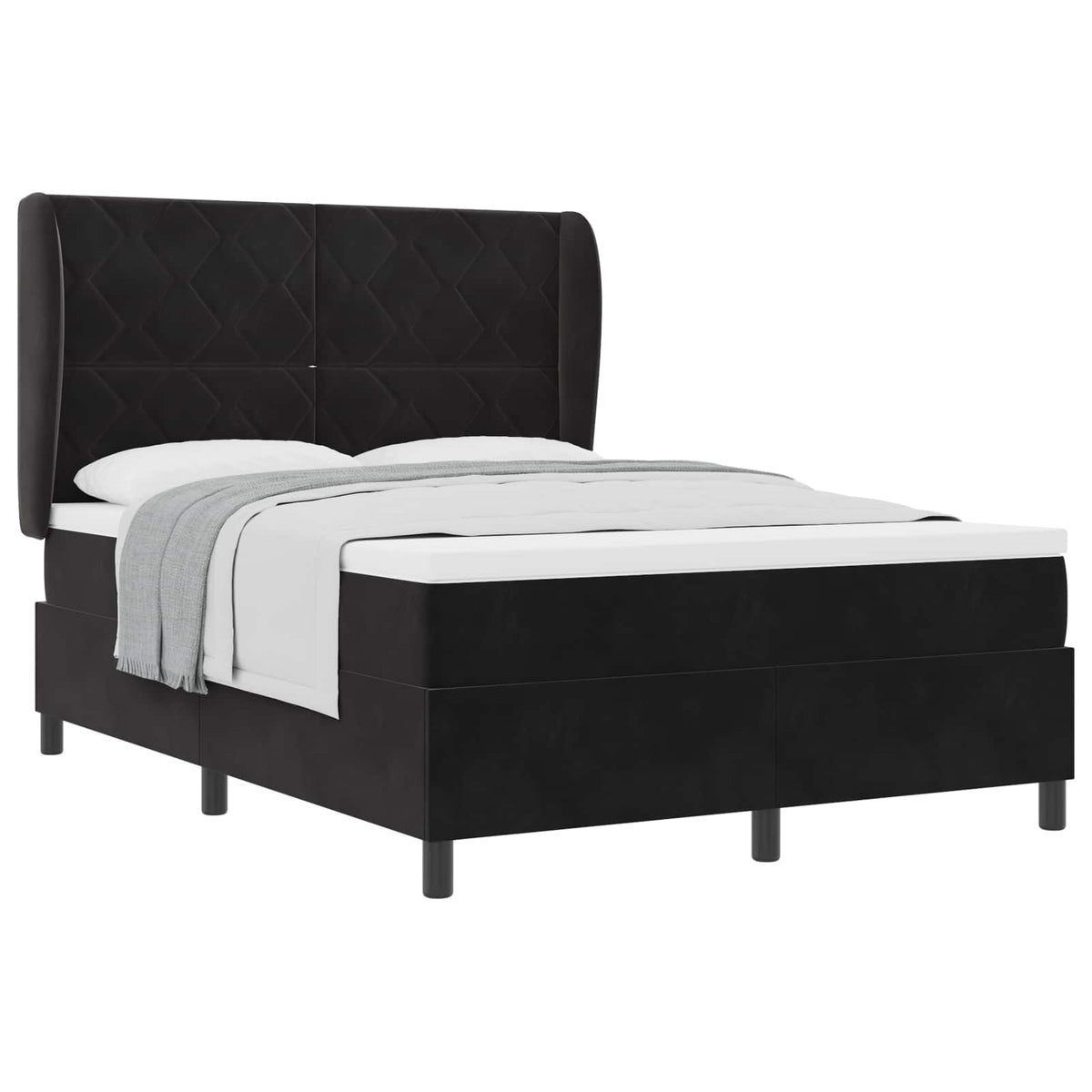 Boxspringbett mit Kopfteil Schwarz 200 x 140 cm Samt