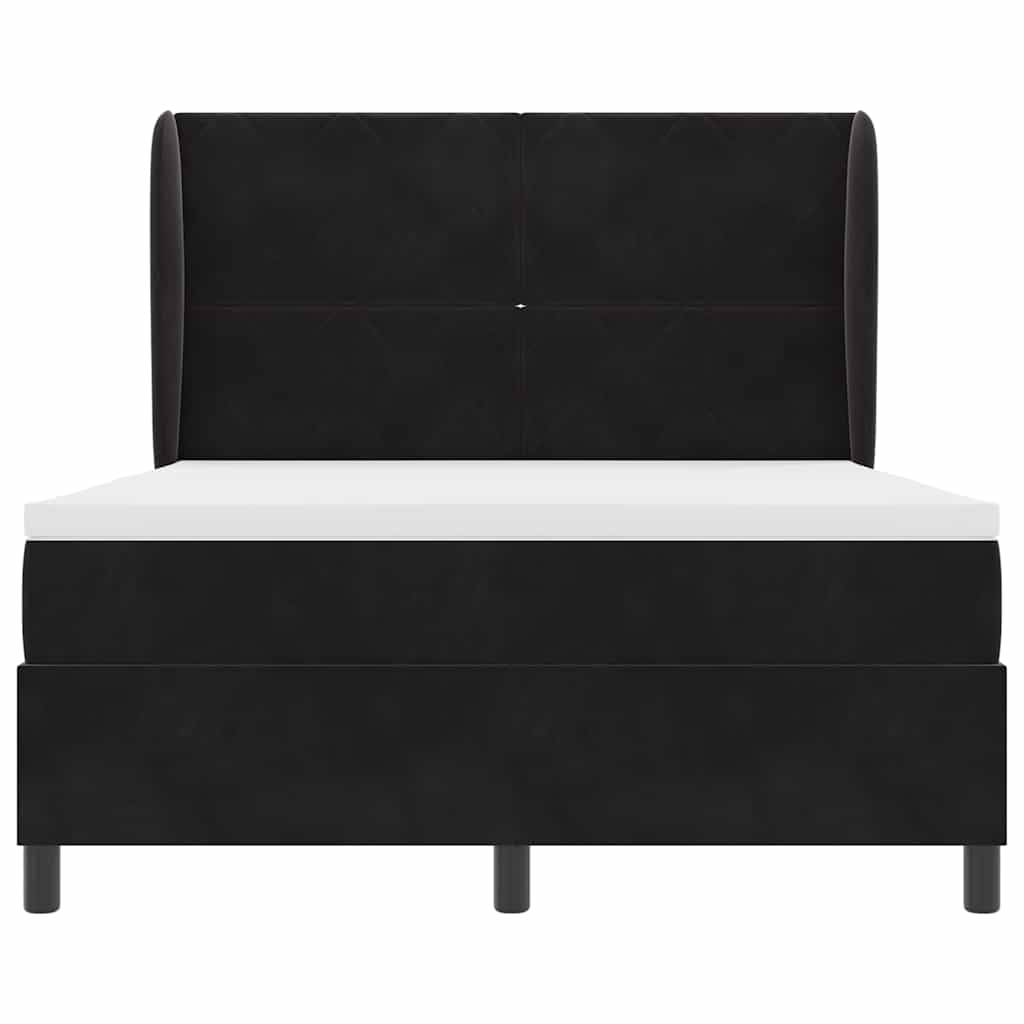 Boxspringbett mit Kopfteil Schwarz 200 x 140 cm Samt
