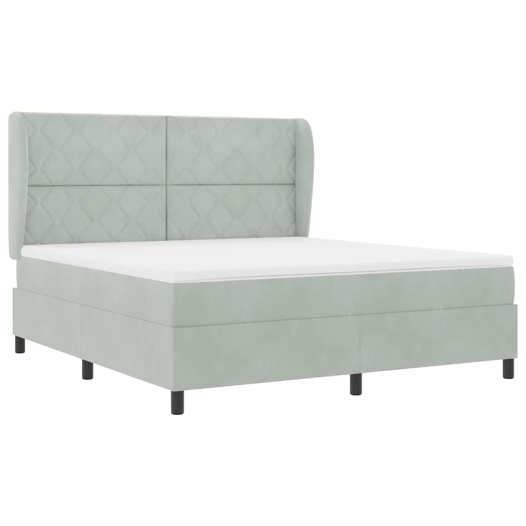 Boxspringbett mit Kopfteil Hellgrau 200 x 180 cm Samt