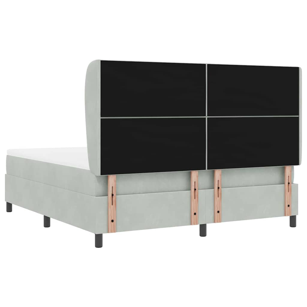 Boxspringbett mit Kopfteil Hellgrau 200 x 180 cm Samt