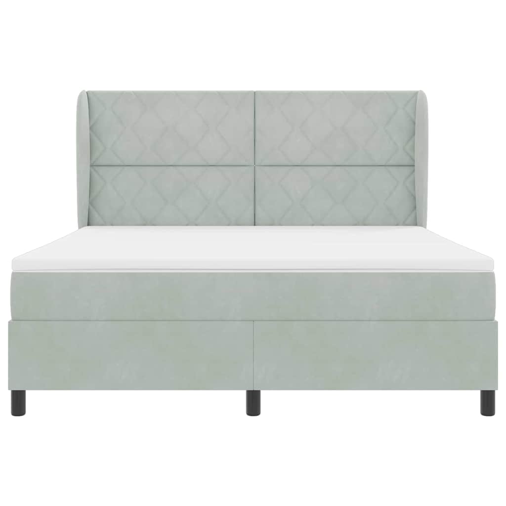 Boxspringbett mit Kopfteil Hellgrau 200 x 180 cm Samt