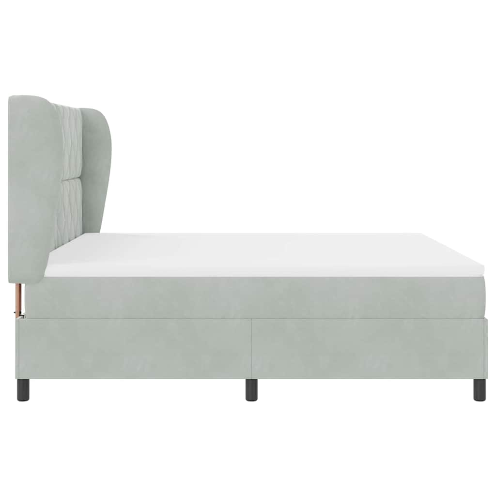 Boxspringbett mit Kopfteil Hellgrau 200 x 180 cm Samt