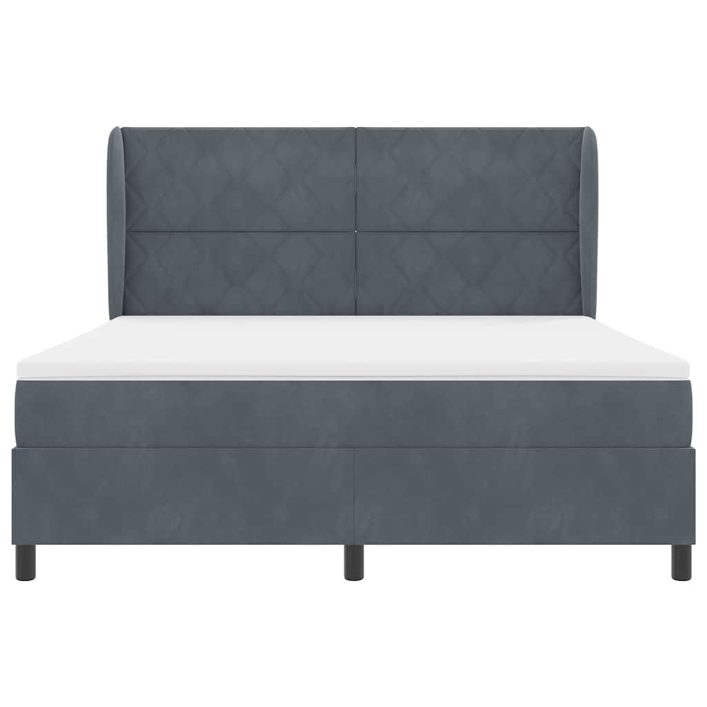Boxspringbett mit Kopfteil Dunkelgrau 200 x 180 cm Samt