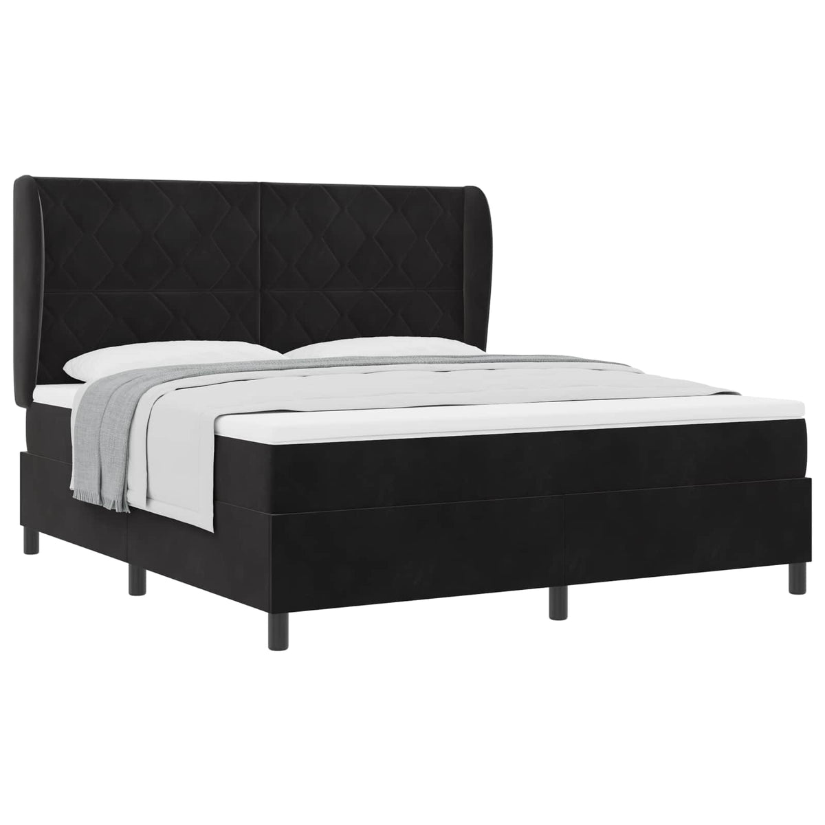 Boxspringbett mit Kopfteil Schwarz 200 x 180 cm Samt