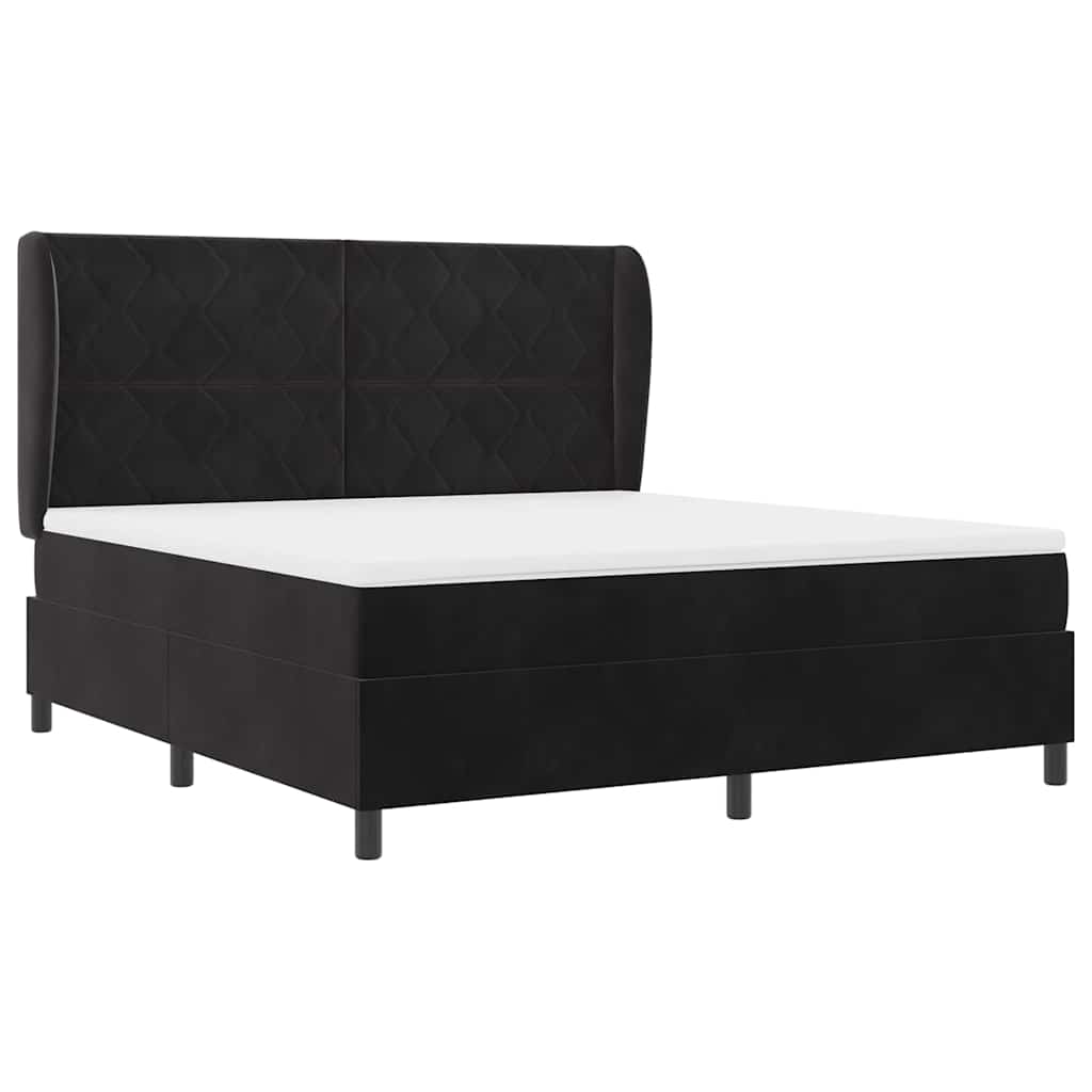 Boxspringbett mit Kopfteil Schwarz 200 x 180 cm Samt