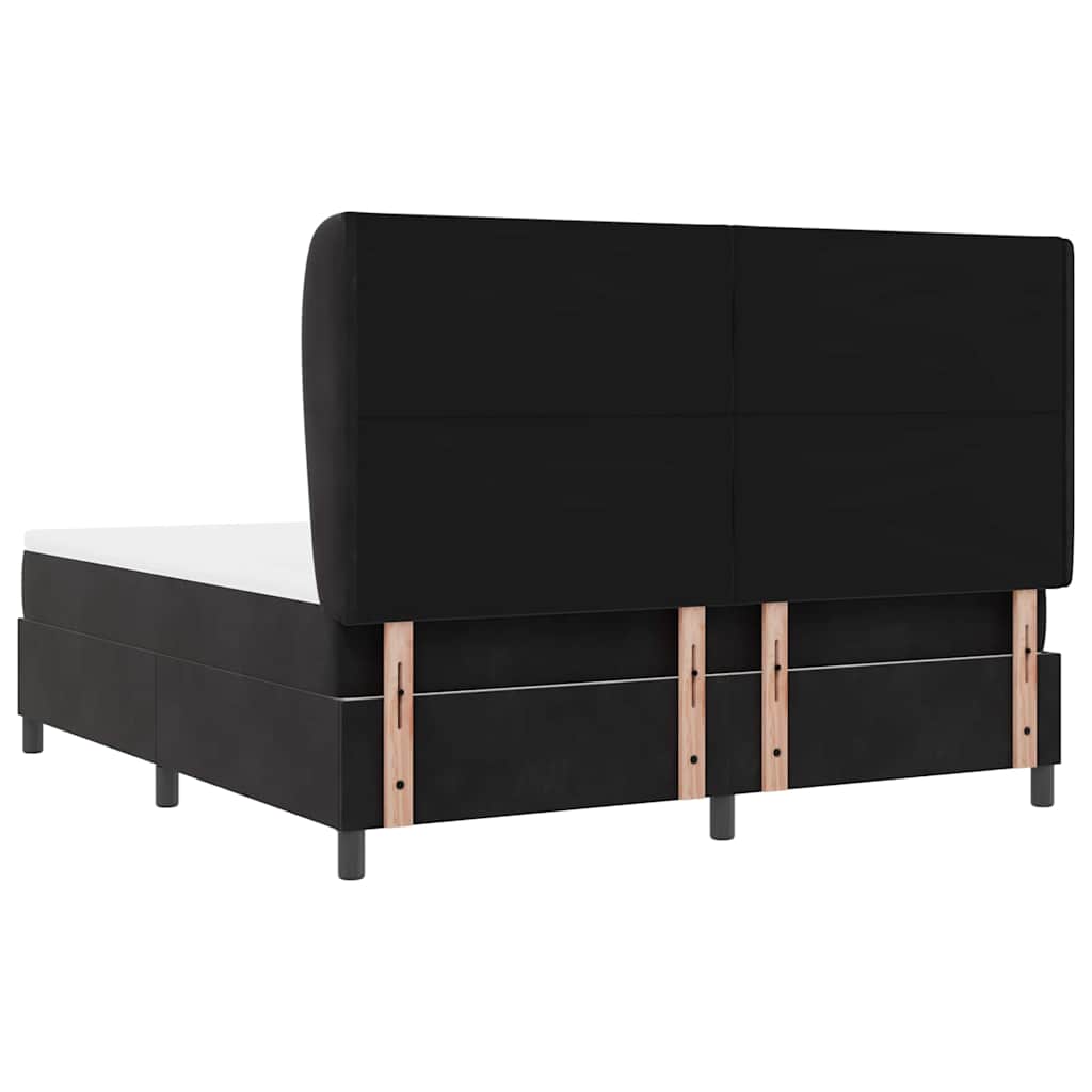 Boxspringbett mit Kopfteil Schwarz 200 x 180 cm Samt