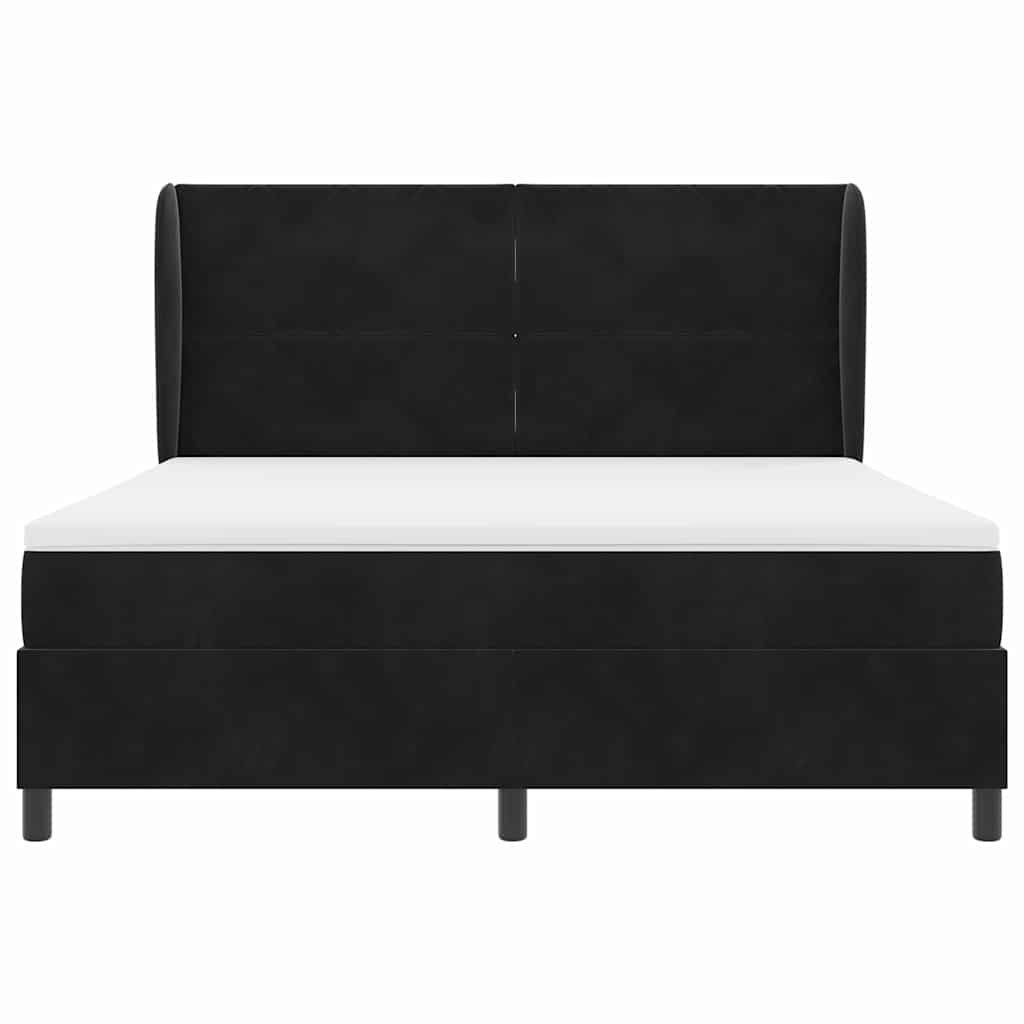 Boxspringbett mit Kopfteil Schwarz 200 x 180 cm Samt
