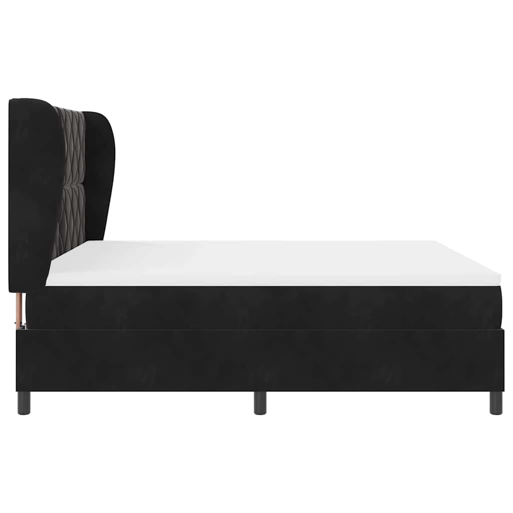 Boxspringbett mit Kopfteil Schwarz 200 x 180 cm Samt