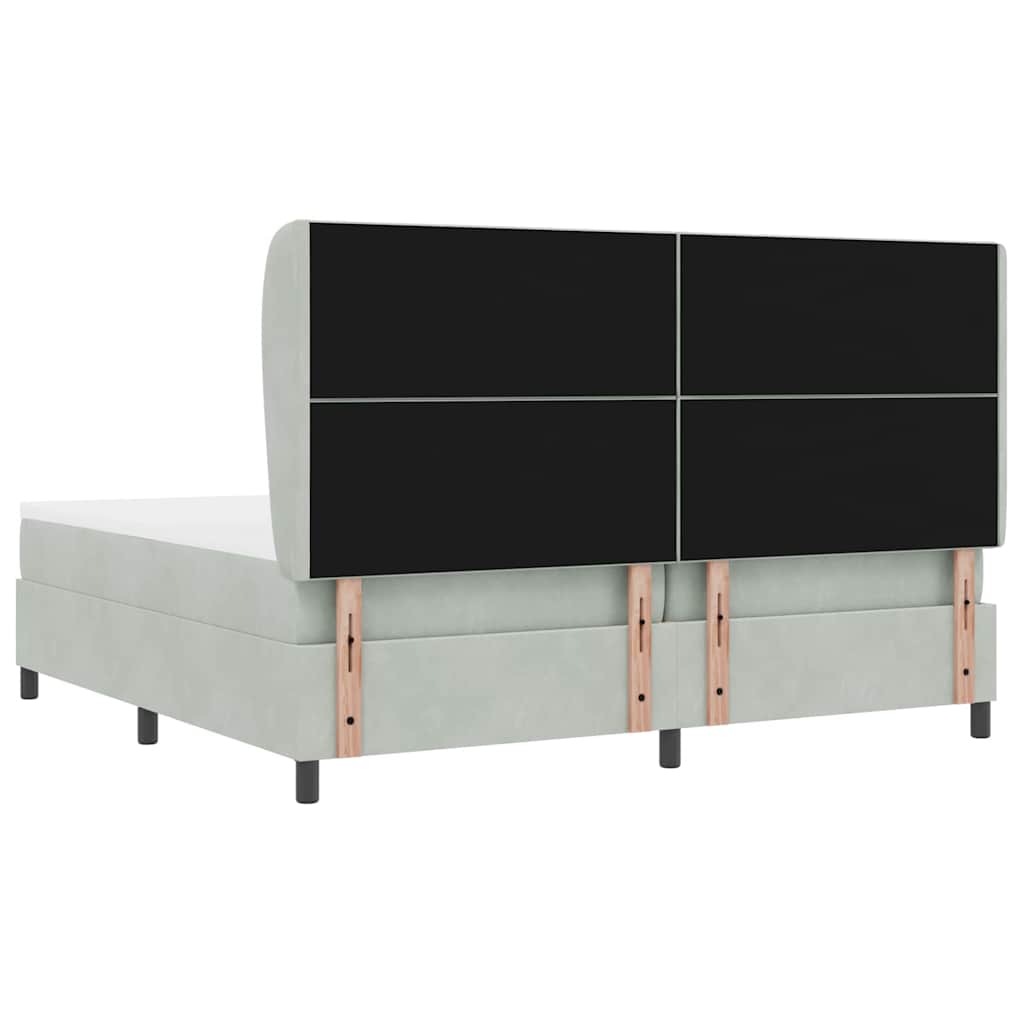 Boxspringbett mit Kopfteil Hellgrau 200 x 200 cm Samt