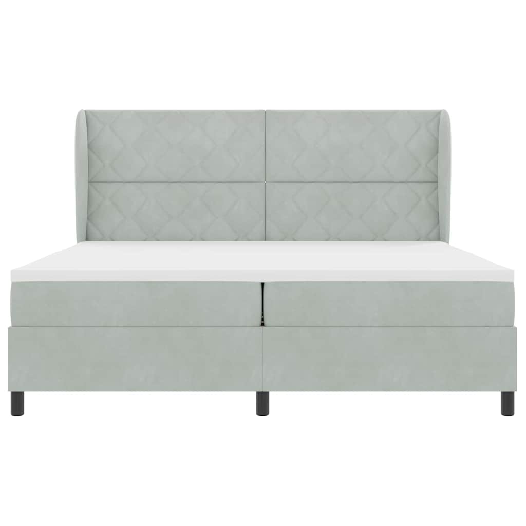 Boxspringbett mit Kopfteil Hellgrau 200 x 200 cm Samt
