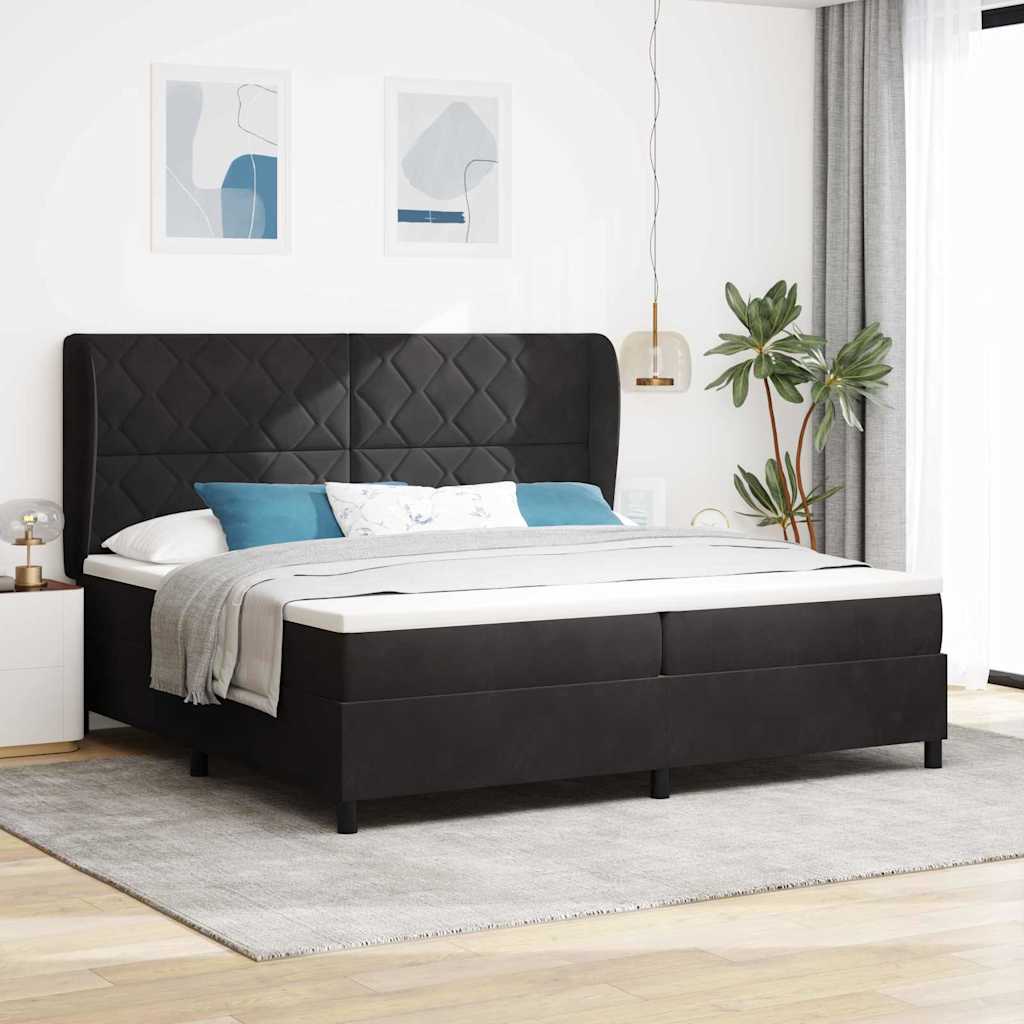 Boxspringbett mit Matratze Schwarz 200 x 200 cm Samt