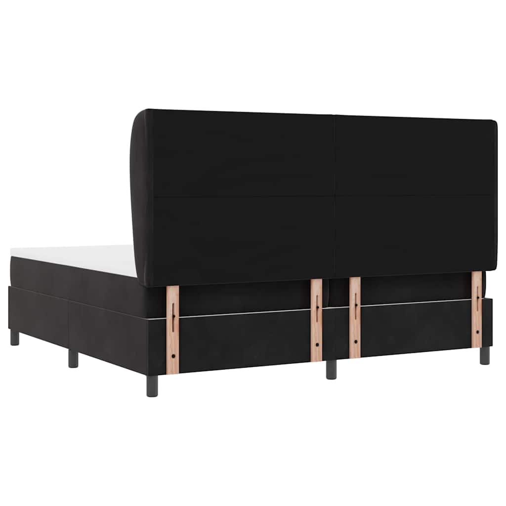 Boxspringbett mit Matratze Schwarz 200 x 200 cm Samt