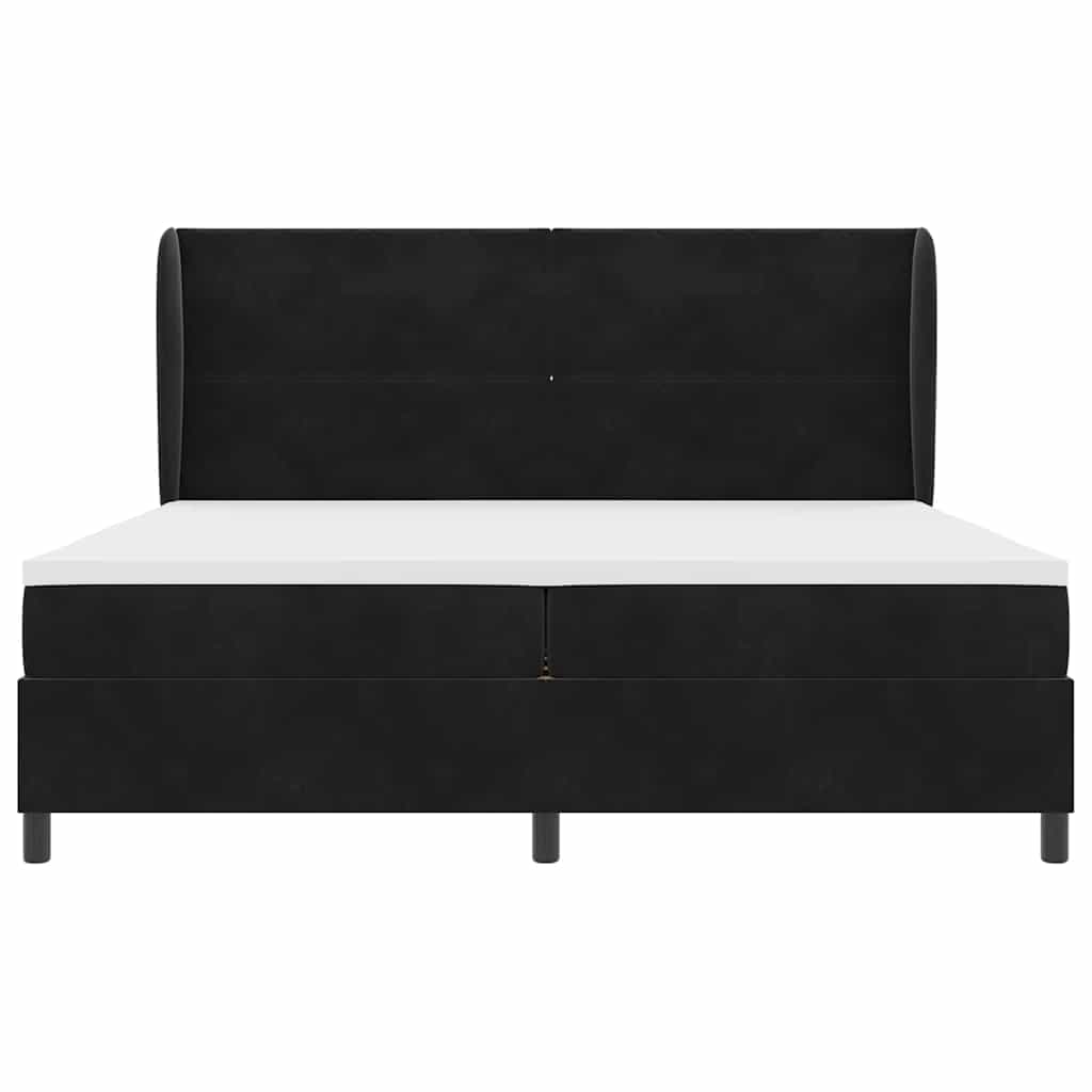 Boxspringbett mit Matratze Schwarz 200 x 200 cm Samt
