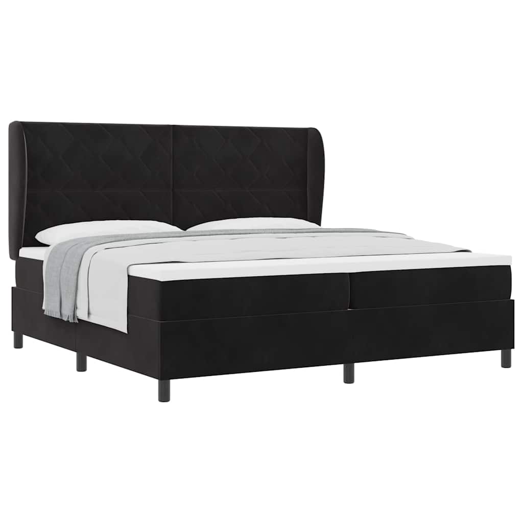 Boxspringbett mit Matratze Schwarz 200 x 200 cm Samt