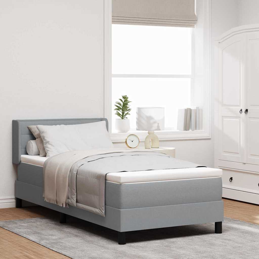 Boxspringbett mit Kopfteil Hellgrau 190 x 90 cm Stoff