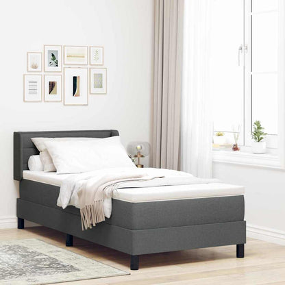 Boxspringbett mit Kopfteil Dunkelgrau 200 x 90 cm Stoff