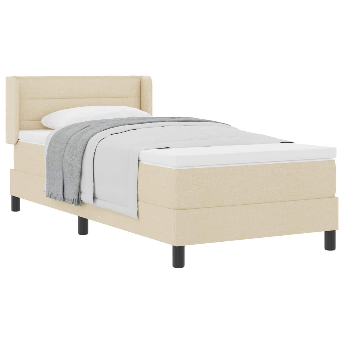 Boxspringbett mit Kopfteil Creme 200 x 90 cm Stoff