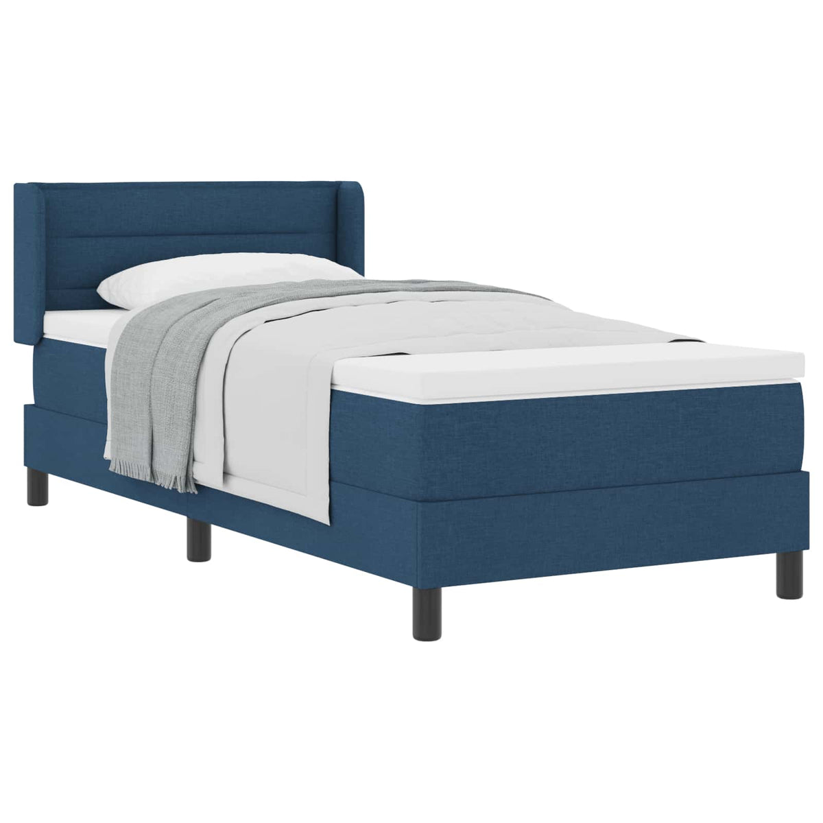 Boxspringbett mit Kopfteil Blau 200 x 90 cm Stoff