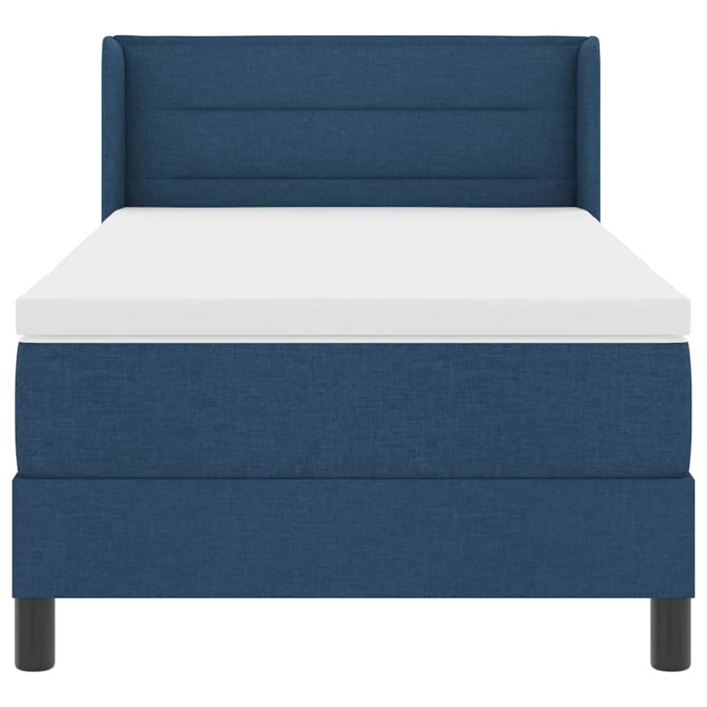 Boxspringbett mit Kopfteil Blau 200 x 90 cm Stoff