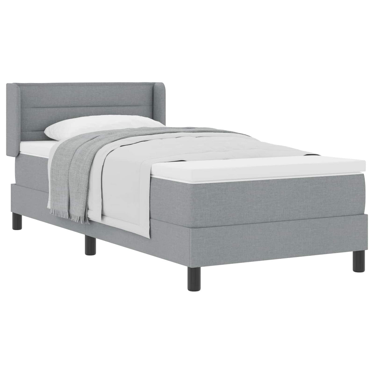 Boxspringbett mit Kissen Hellgrau 200 x 100 cm Stoff
