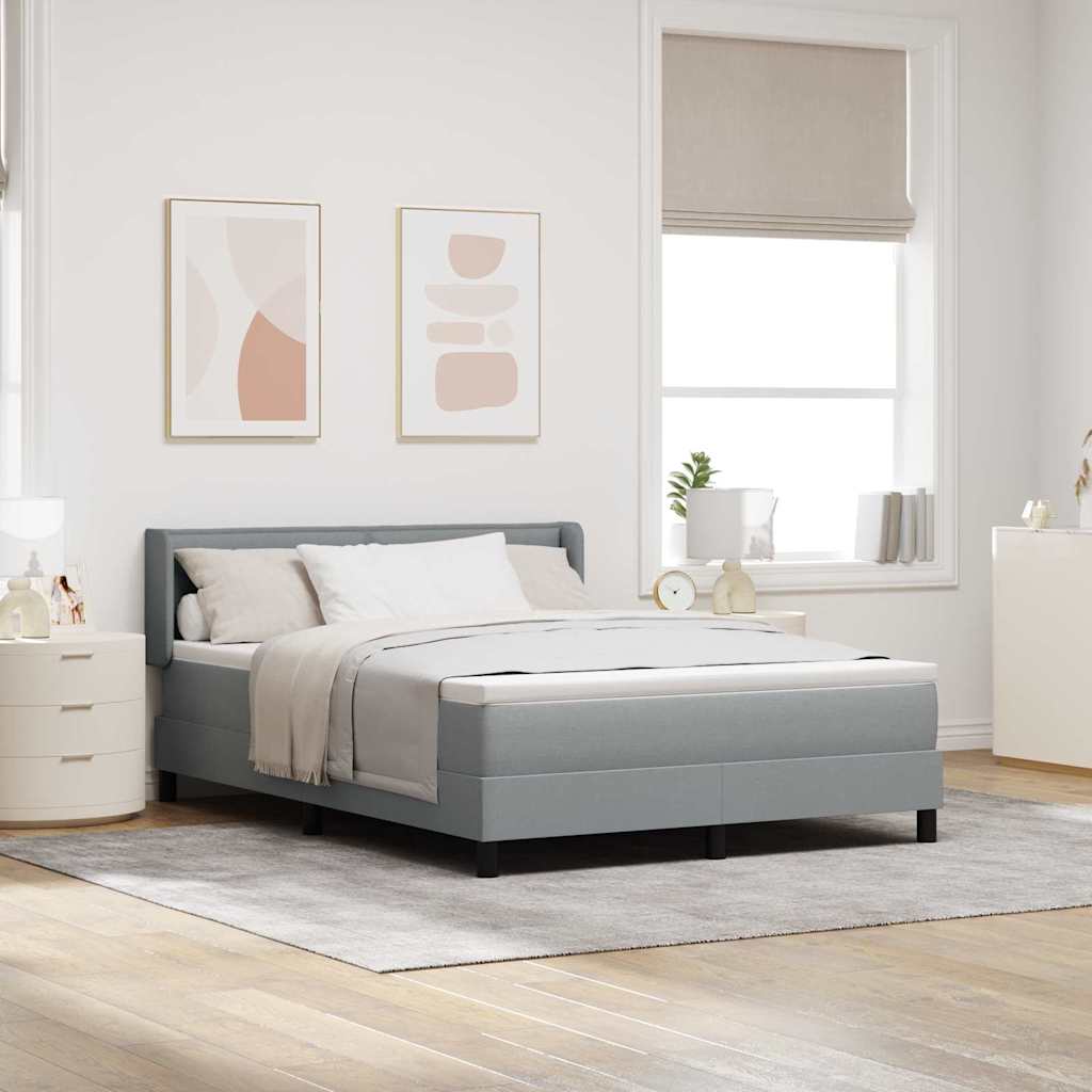 Boxspringbett mit Kopfteil Hellgrau 190 x 140 cm Stoff