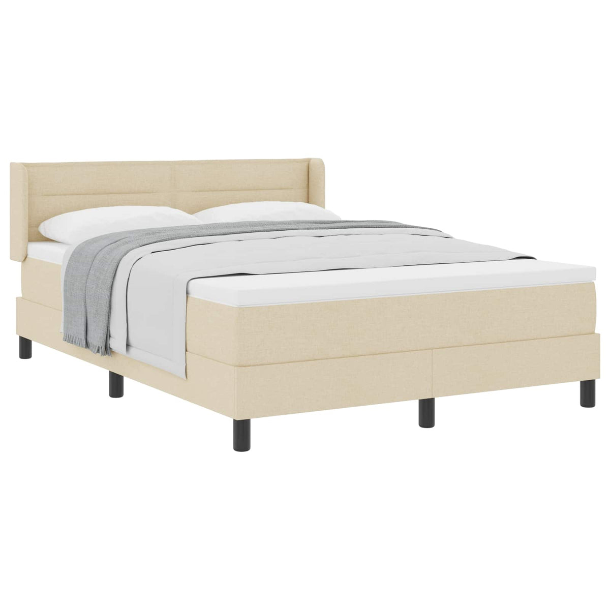 Boxspringbett mit Kopfteil Creme 190 x 140 cm Stoff