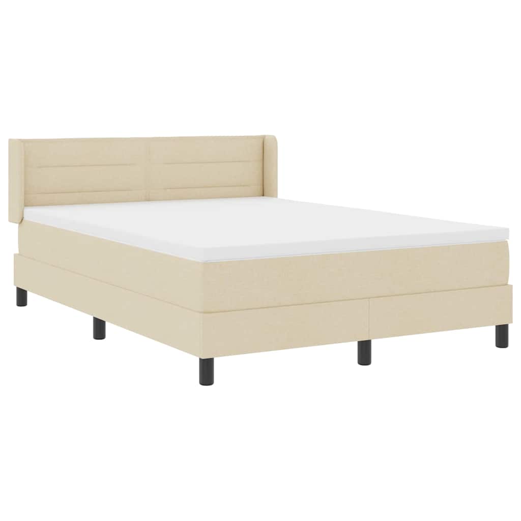 Boxspringbett mit Kopfteil Creme 190 x 140 cm Stoff