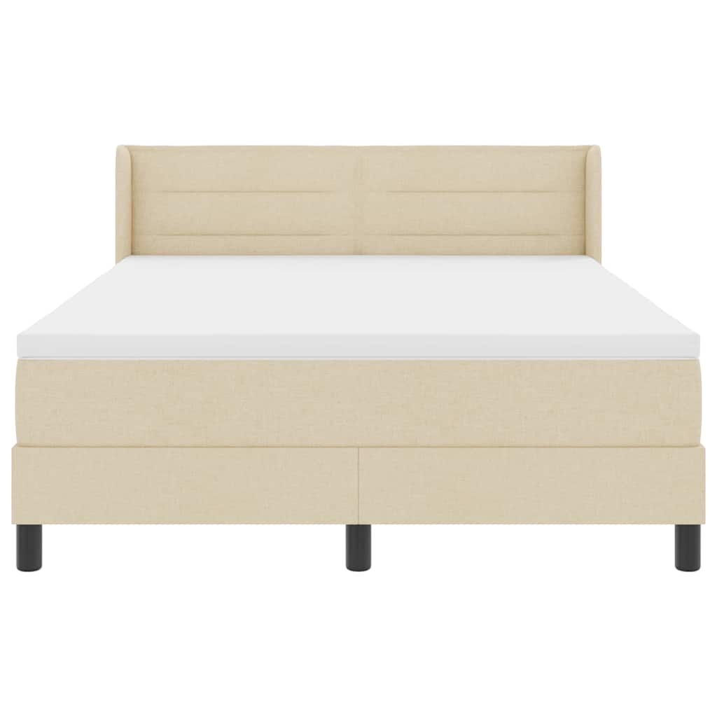 Boxspringbett mit Kopfteil Creme 190 x 140 cm Stoff