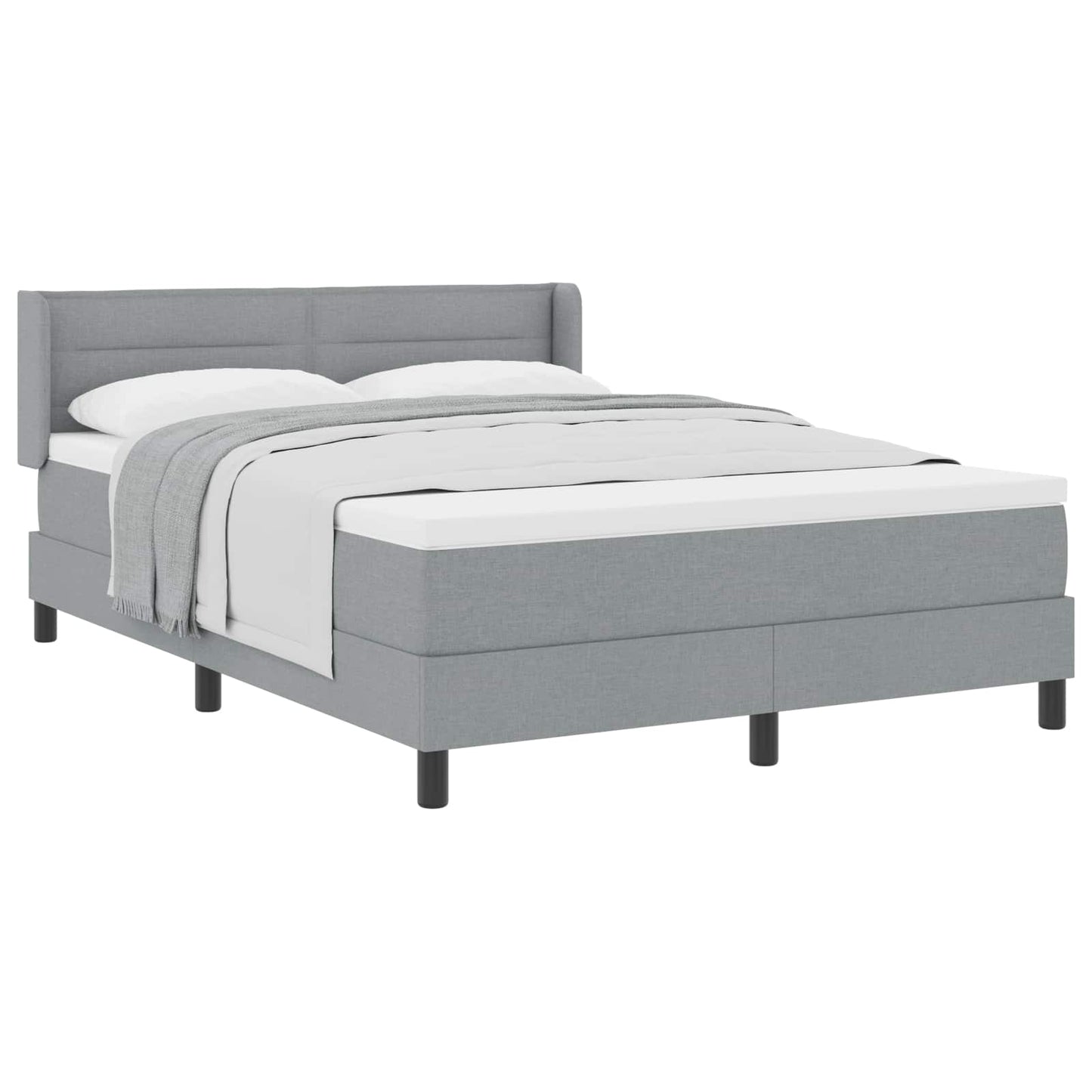 Boxspringbett mit Kopfteil Hellgrau 200 x 140 cm Stoff