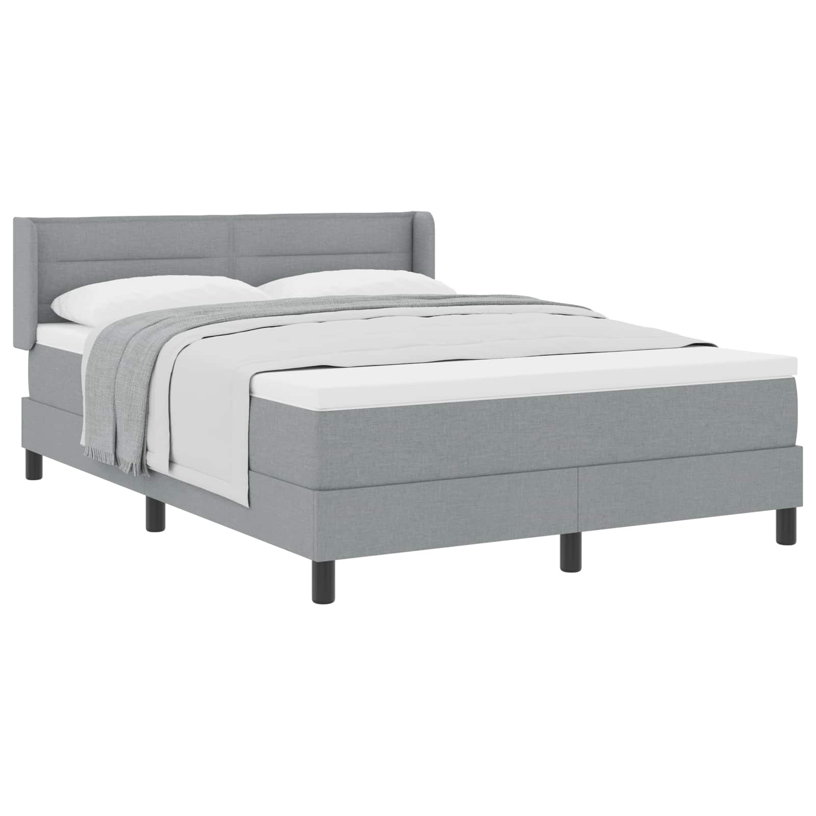 Boxspringbett mit Kopfteil Hellgrau 200 x 140 cm Stoff