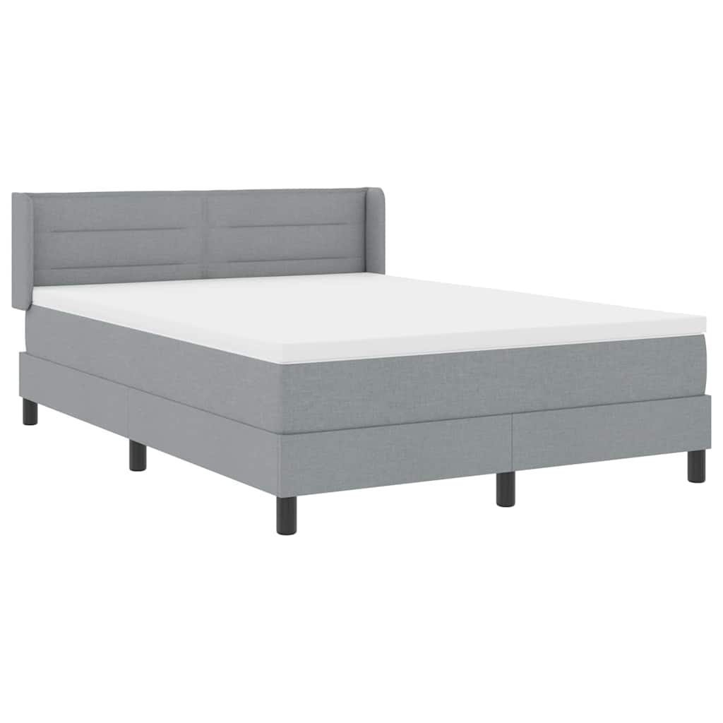 Boxspringbett mit Kopfteil Hellgrau 200 x 140 cm Stoff