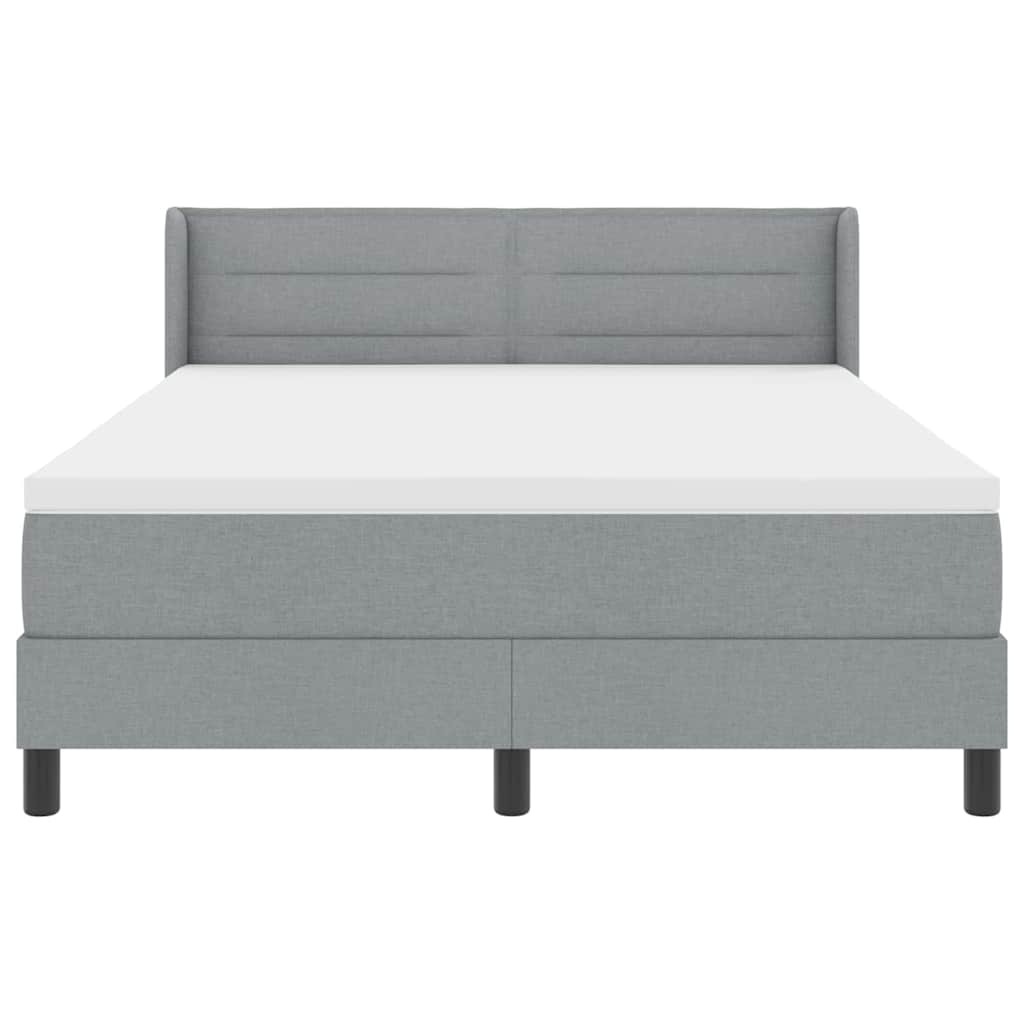 Boxspringbett mit Kopfteil Hellgrau 200 x 140 cm Stoff
