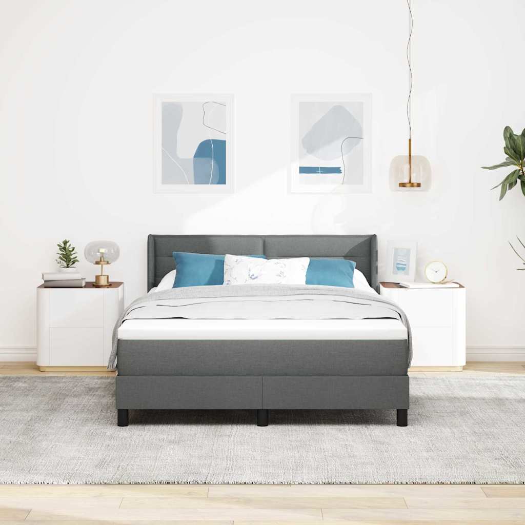 Boxspringbett mit Kopfteil Dunkelgrau 200 x 140 cm Stoff