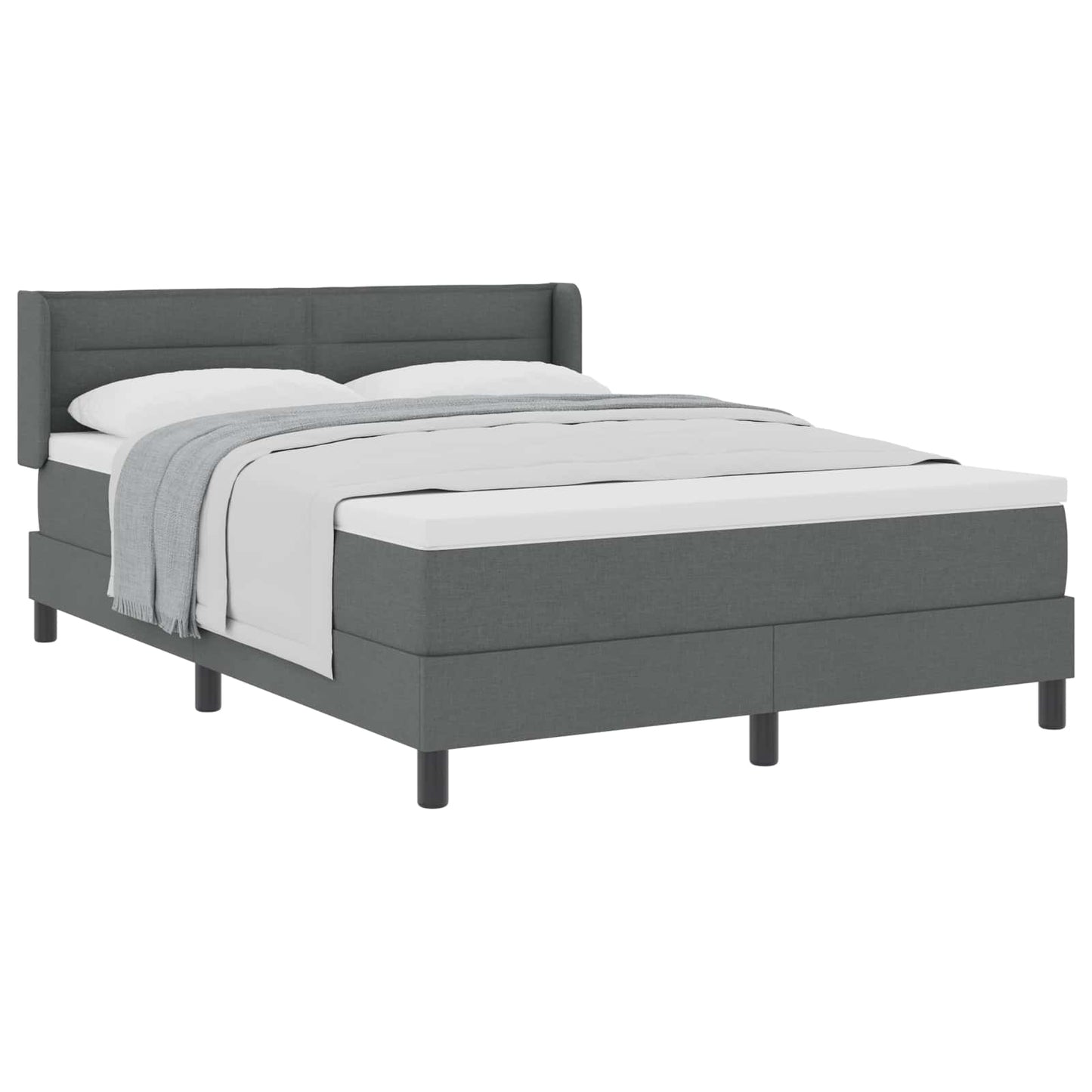 Boxspringbett mit Kopfteil Dunkelgrau 200 x 140 cm Stoff