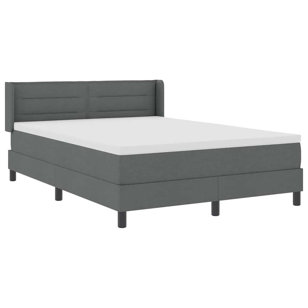 Boxspringbett mit Kopfteil Dunkelgrau 200 x 140 cm Stoff