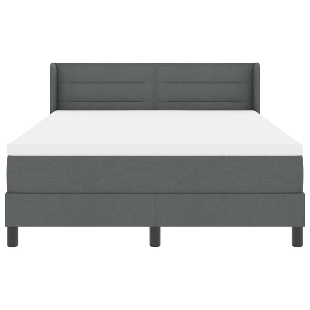 Boxspringbett mit Kopfteil Dunkelgrau 200 x 140 cm Stoff