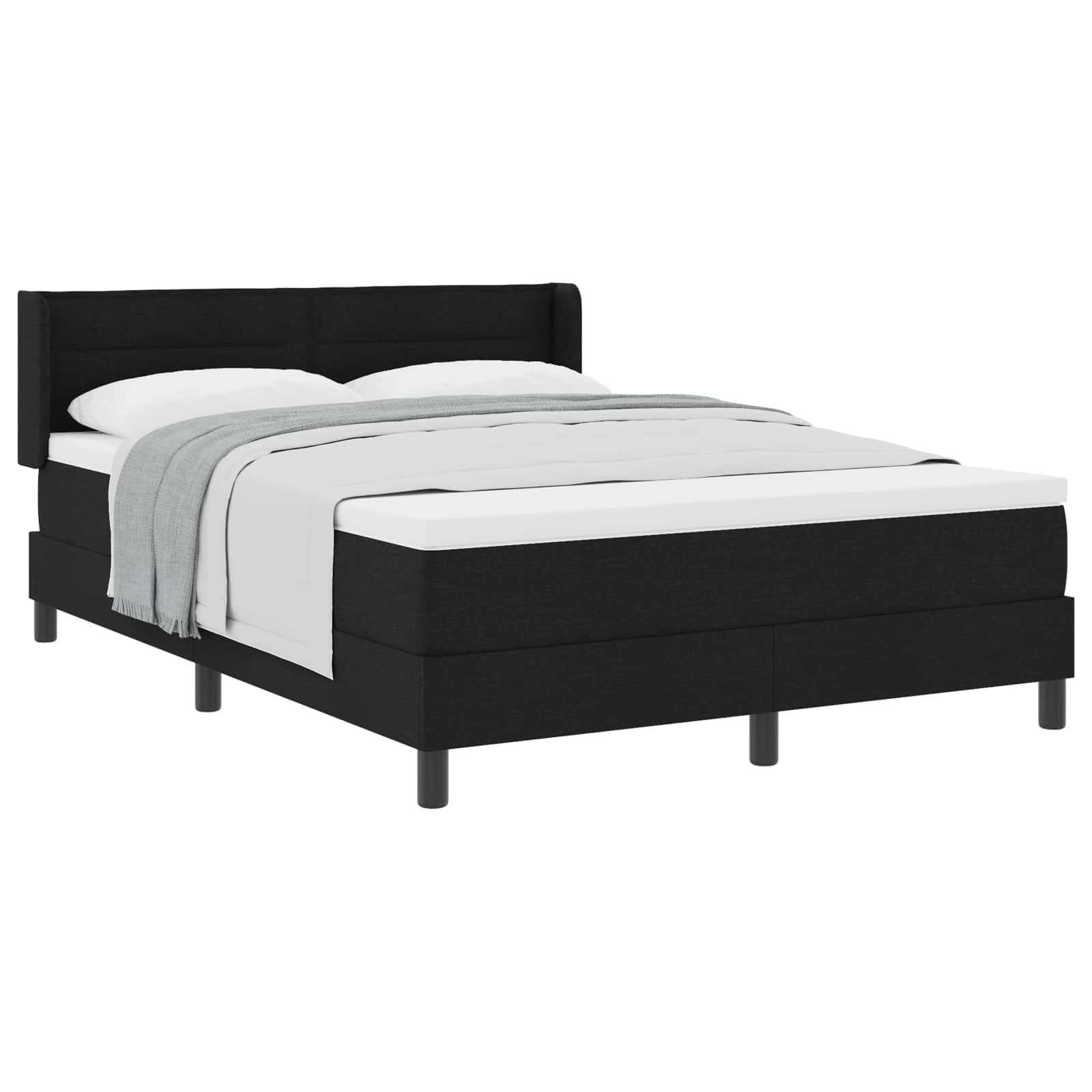 Boxspringbett mit Kopfteil Schwarz 200 x 140 cm Stoff