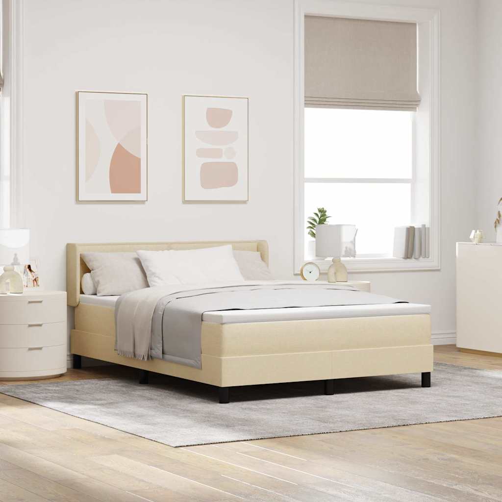 Boxspringbett mit Kopfteil Creme 200 x 160 cm Stoff