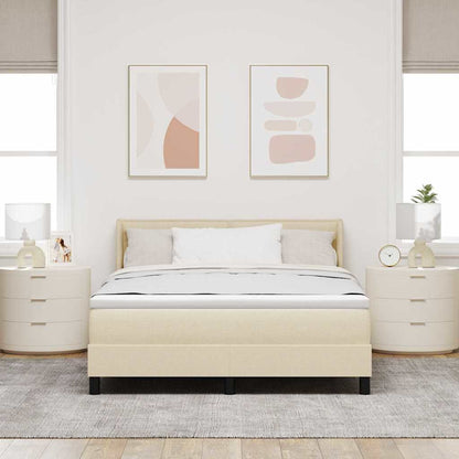 Boxspringbett mit Kopfteil Creme 200 x 160 cm Stoff