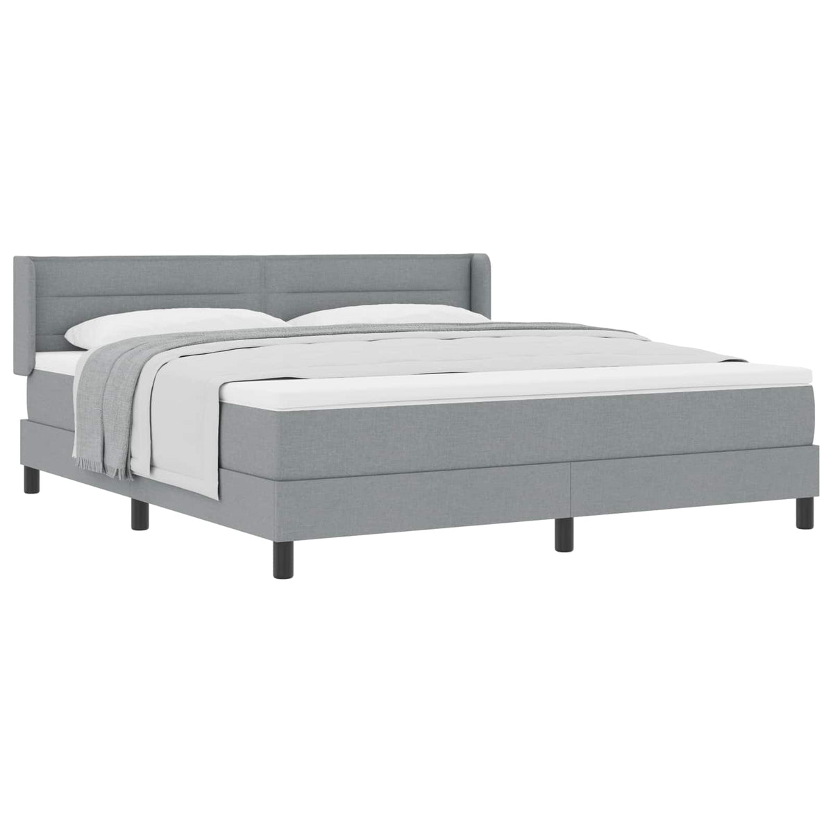 Boxspringbett mit Kopfteil Hellgrau 200 x 180 cm Stoff