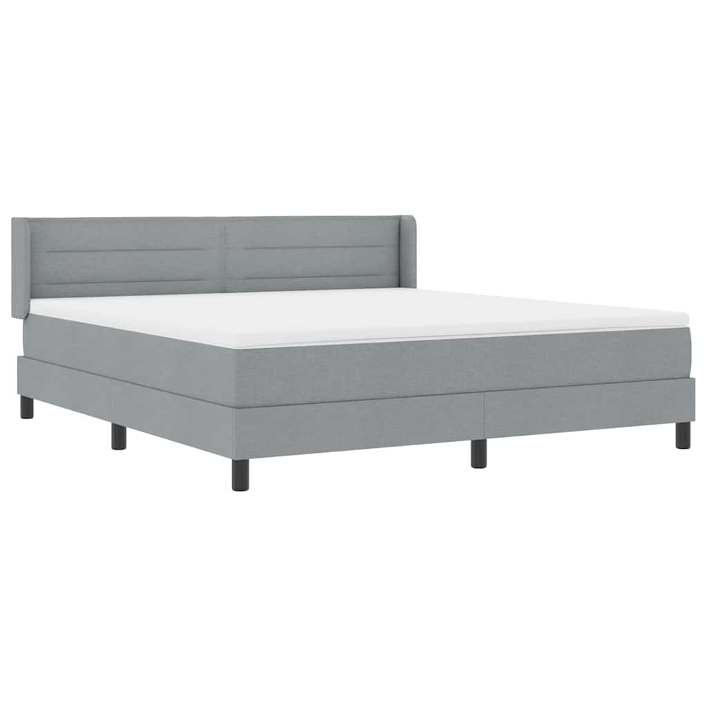 Boxspringbett mit Kopfteil Hellgrau 200 x 180 cm Stoff