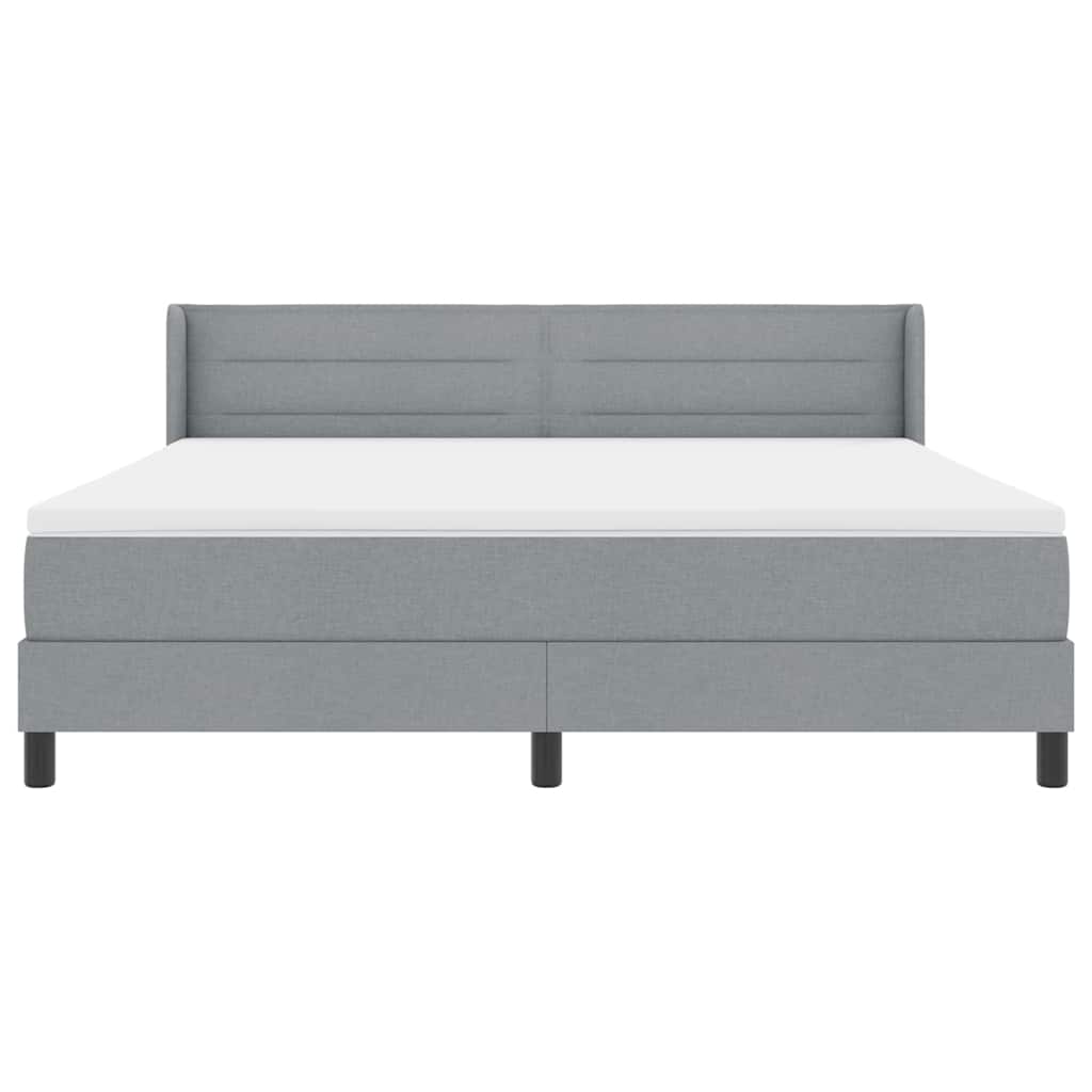 Boxspringbett mit Kopfteil Hellgrau 200 x 180 cm Stoff