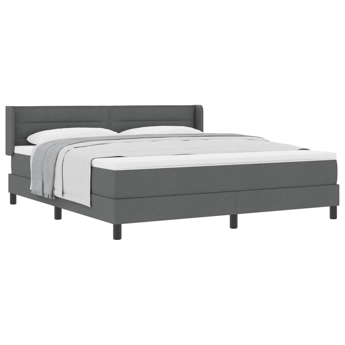 Boxspringbett mit Kopfteil Dunkelgrau 200 x 180 cm Stoff