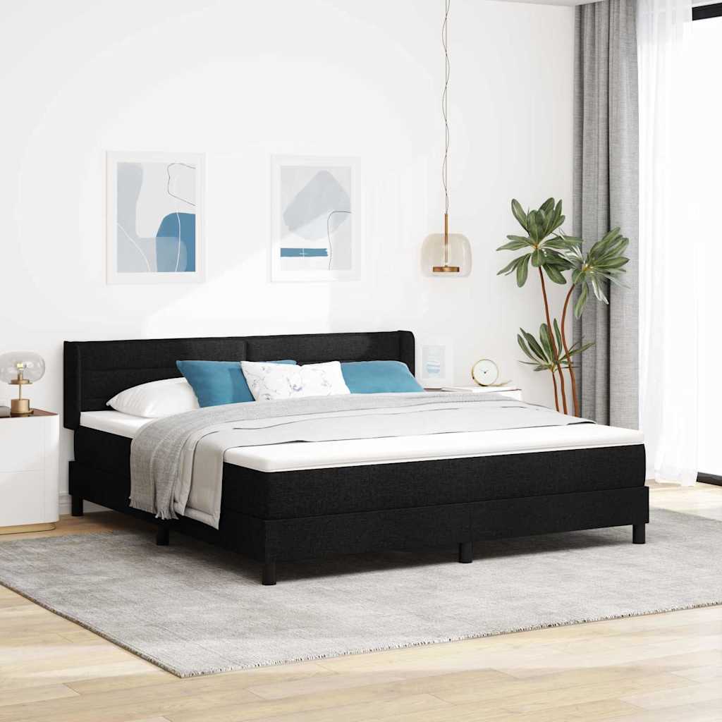 Boxspringbett mit Kopfteil Schwarz 200 x 180 cm Stoff